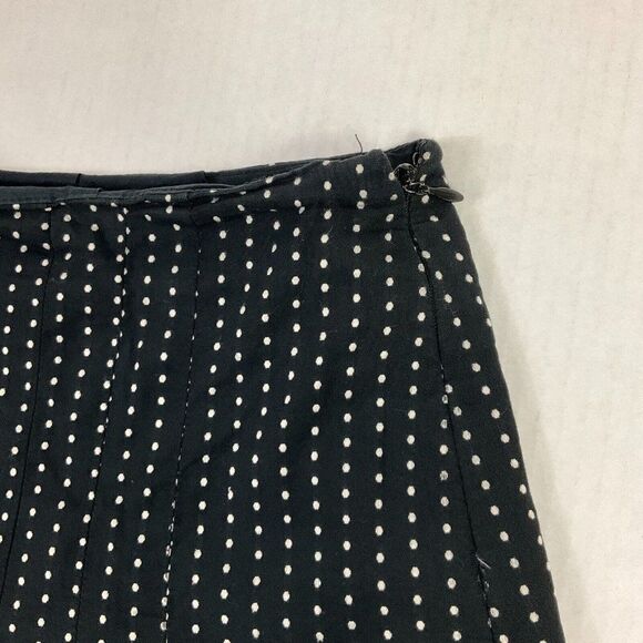 Ann Taylor Cotton A-Line Skirt Polka Dot Side Zip Knee Length Eyelet Hem Size 6 - Picture 4 of 12